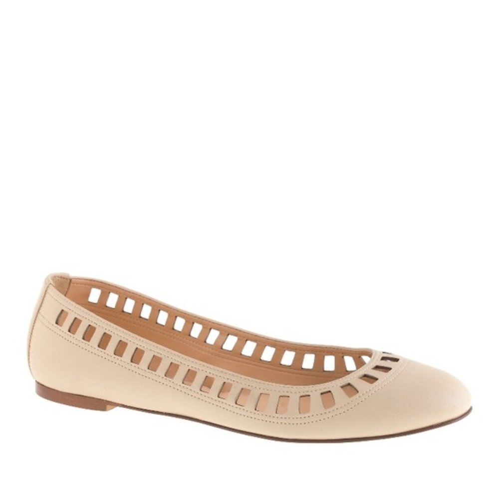 J Crew Nora Leather Lattice Ballet Flats